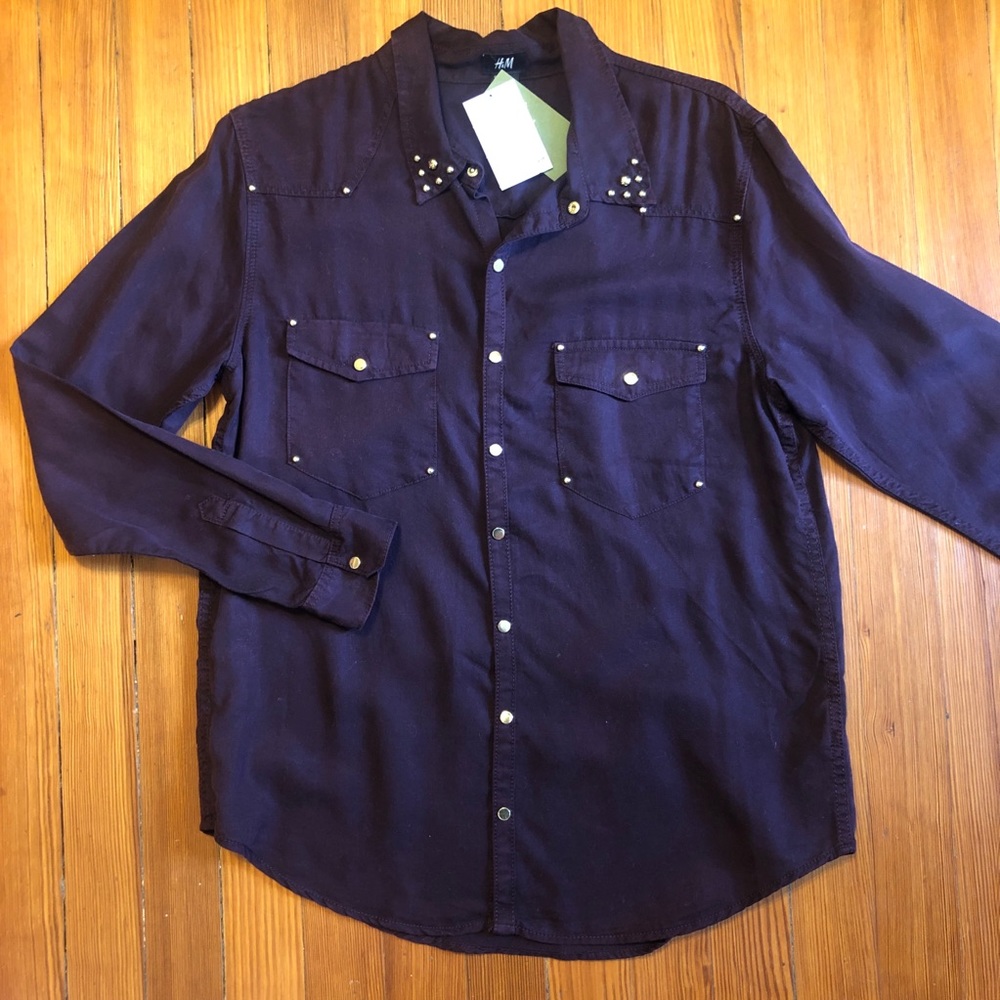 Burgundy Chambray Shirt